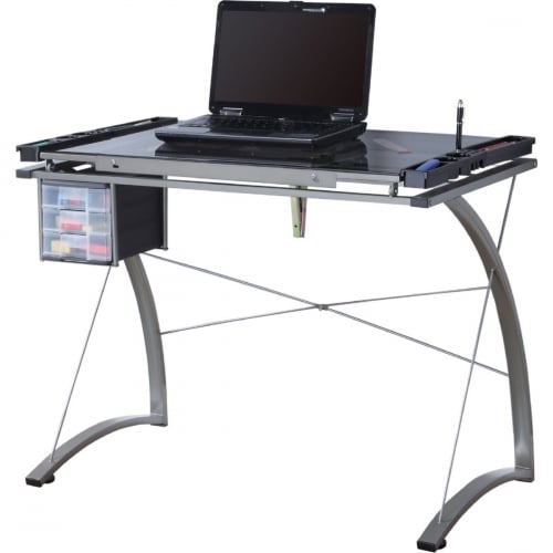 31" Computer Desk w/ White Top & Silver Metal